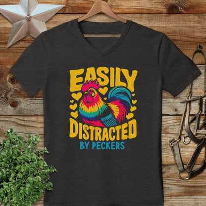 Distracted by Peckers V-neck