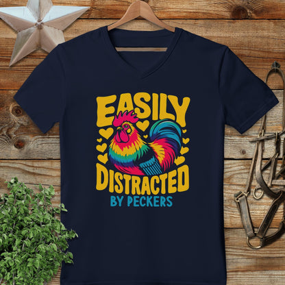 Distracted by Peckers V-neck