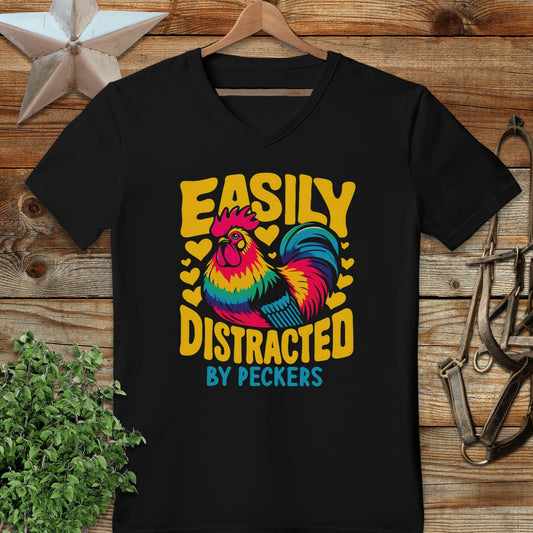 Distracted by Peckers V-neck
