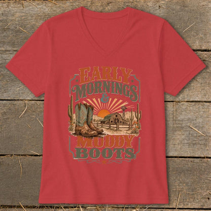 Early Mornings Muddy Boots V-neck