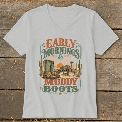 Early Mornings Muddy Boots V-neck