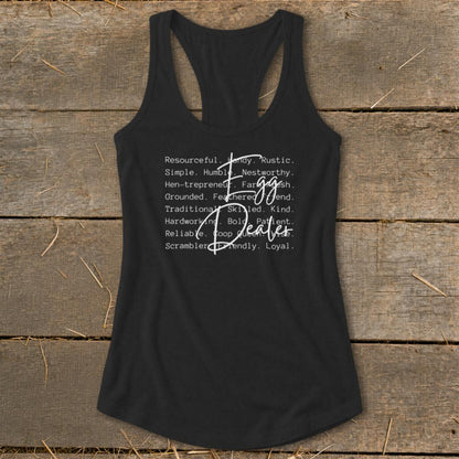 Egg Dealer Words Racerback Tank