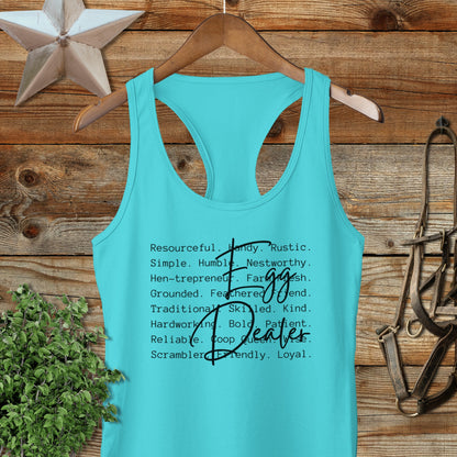 Egg Dealer Words Racerback Tank
