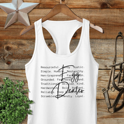 Egg Dealer Words Racerback Tank
