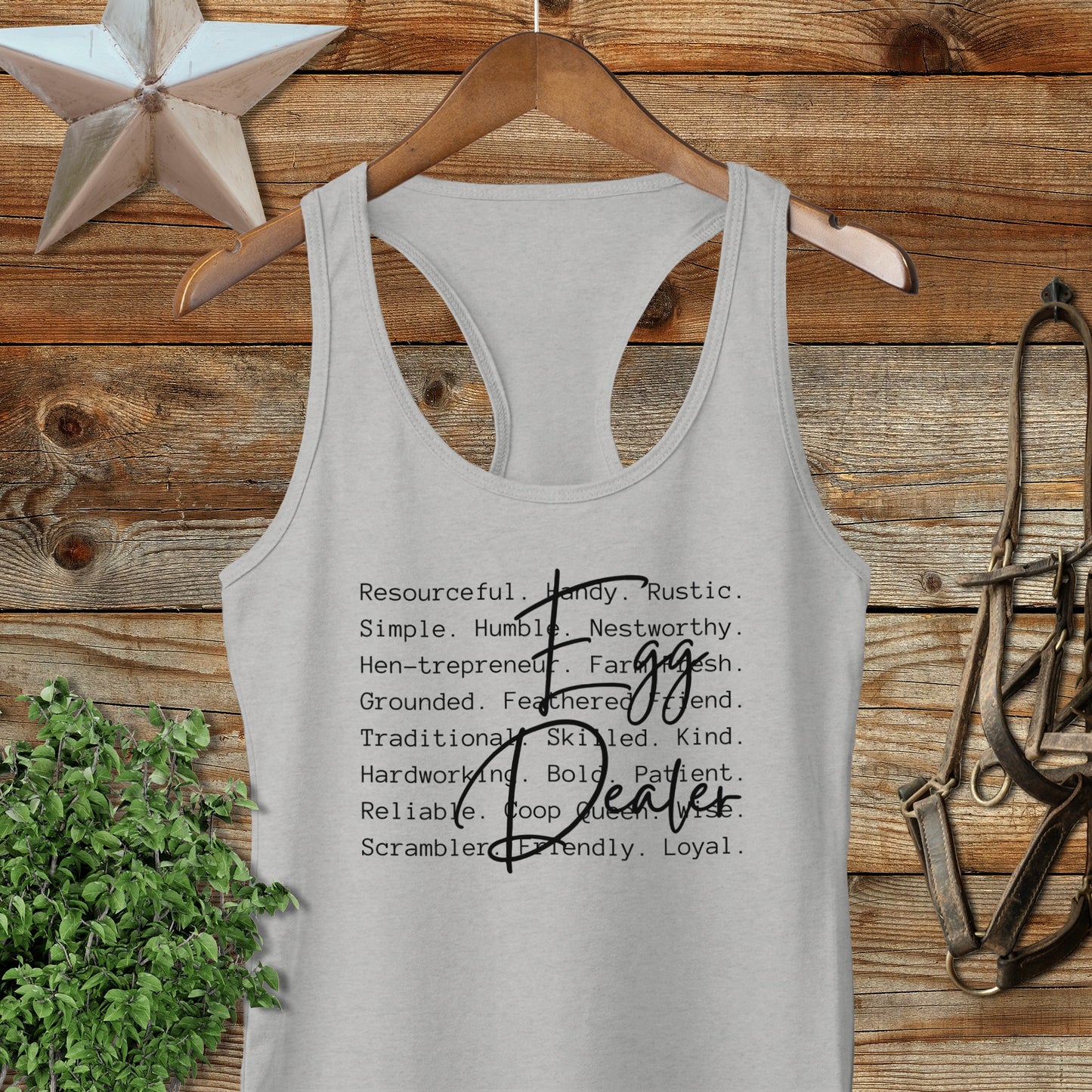 Egg Dealer Words Racerback Tank