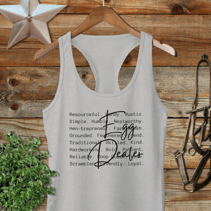 Egg Dealer Words Racerback Tank
