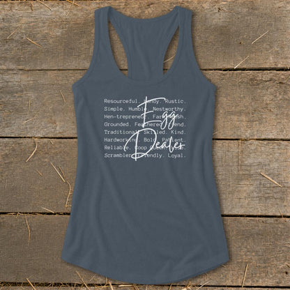 Egg Dealer Words Racerback Tank
