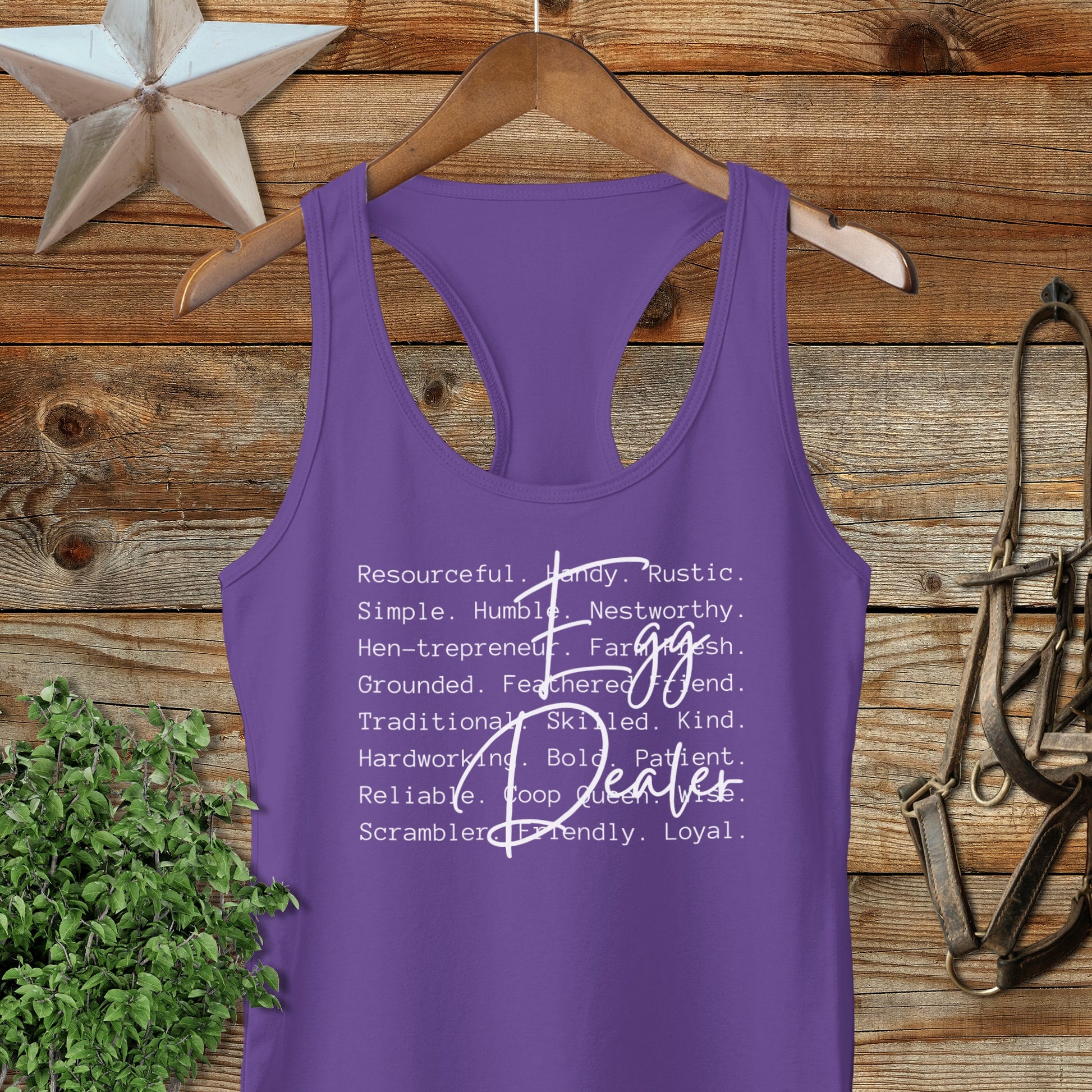 Egg Dealer Words Racerback Tank