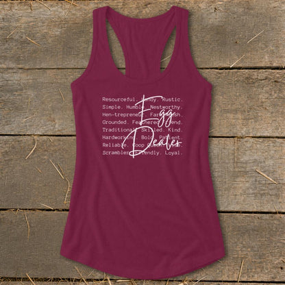 Egg Dealer Words Racerback Tank