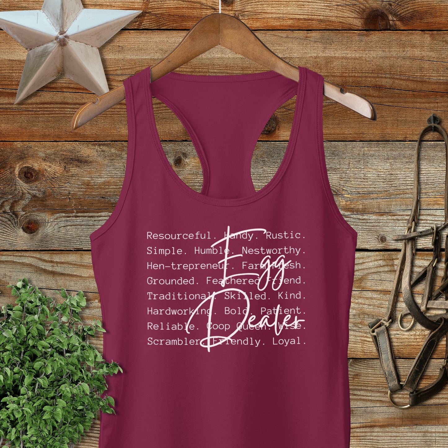 Egg Dealer Words Racerback Tank