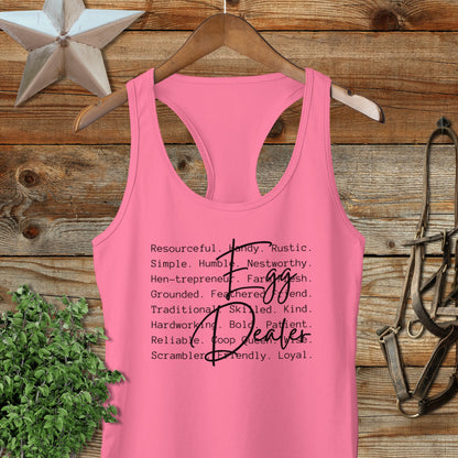 Egg Dealer Words Racerback Tank