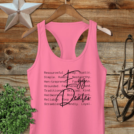 Egg Dealer Words Racerback Tank