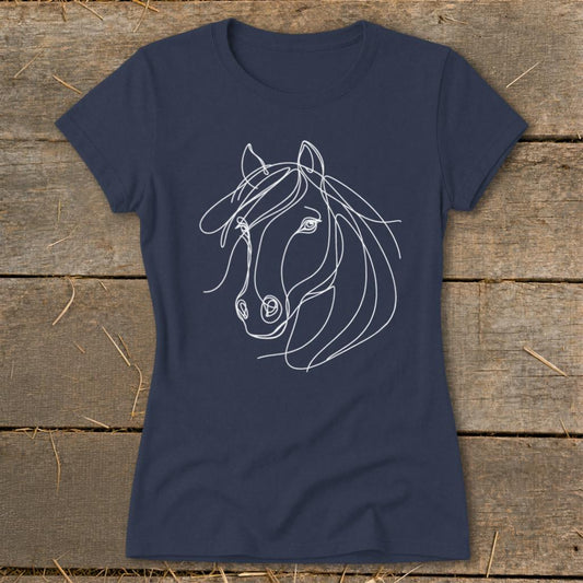 Elegant Horse Ladies Tee - Navy