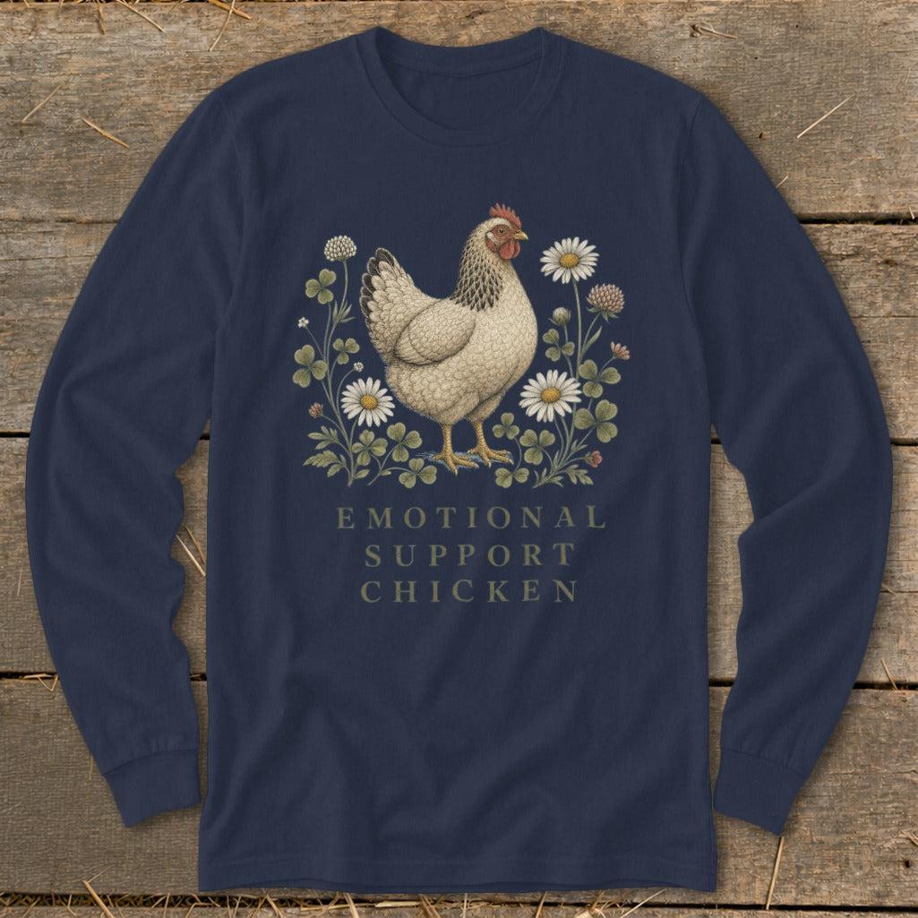 Emotional Support Chicken Long Sleeve Tee