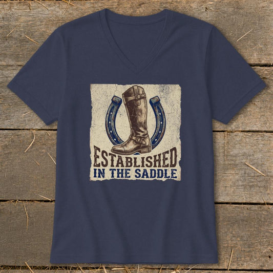 Established in the Saddle V-neck - Navy