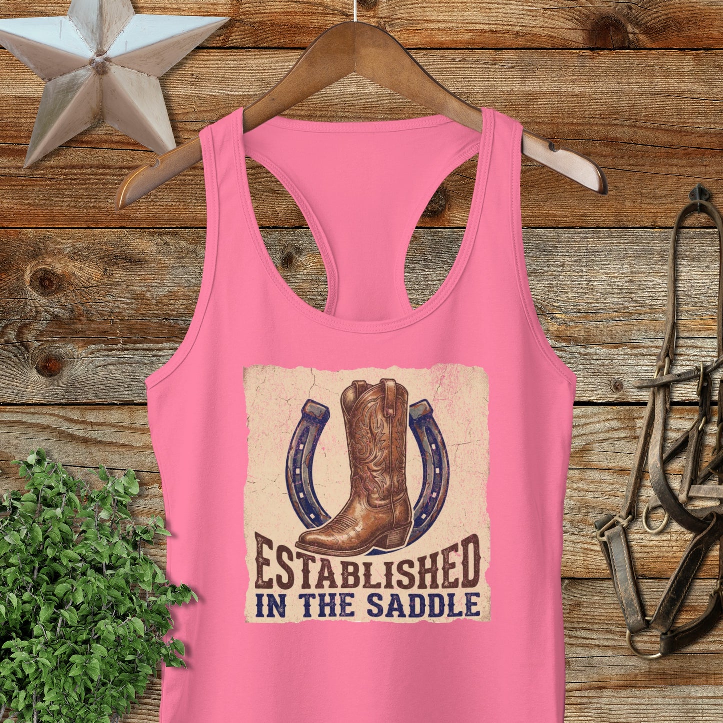 Established in the Saddle Western Racerback Tank