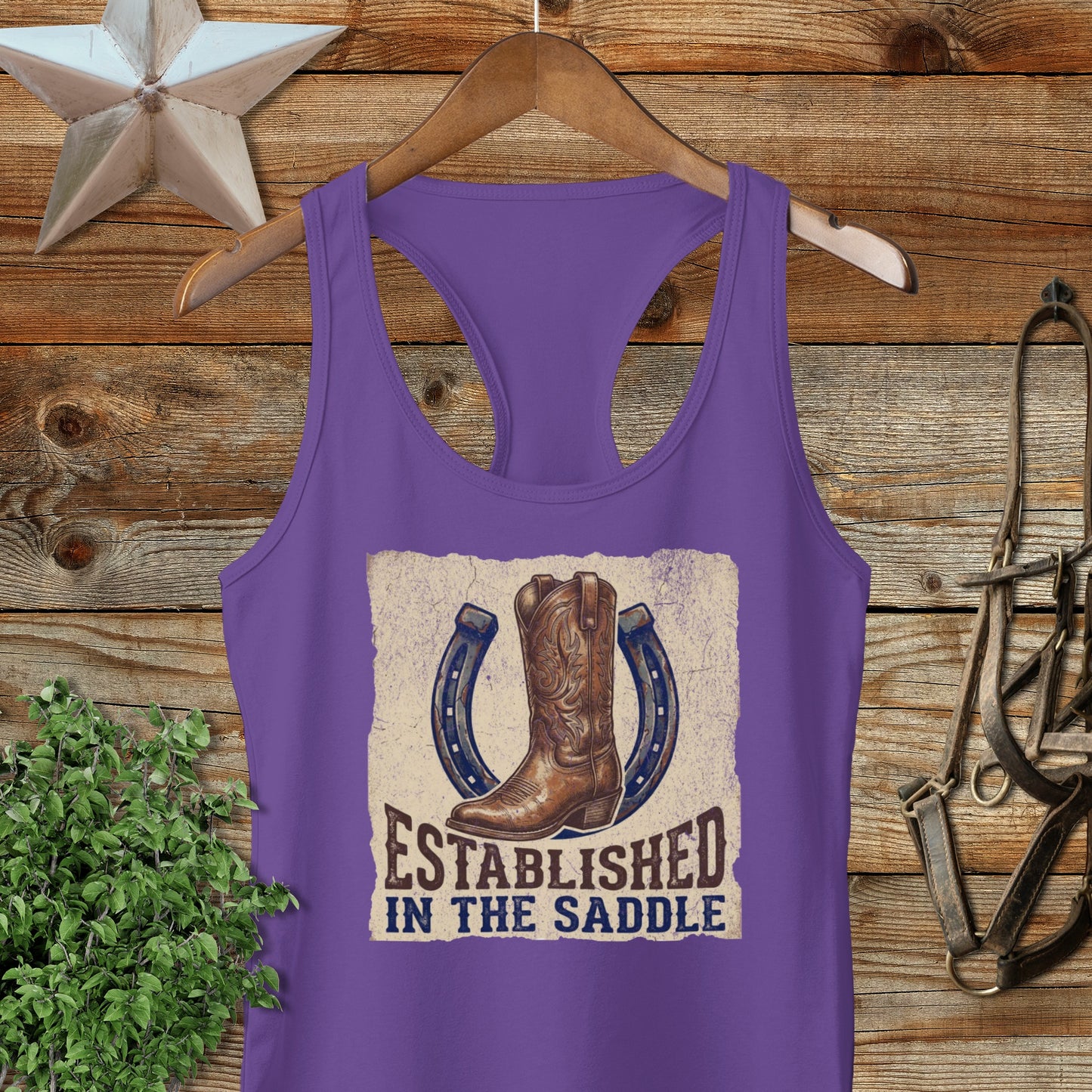 Established in the Saddle Western Racerback Tank