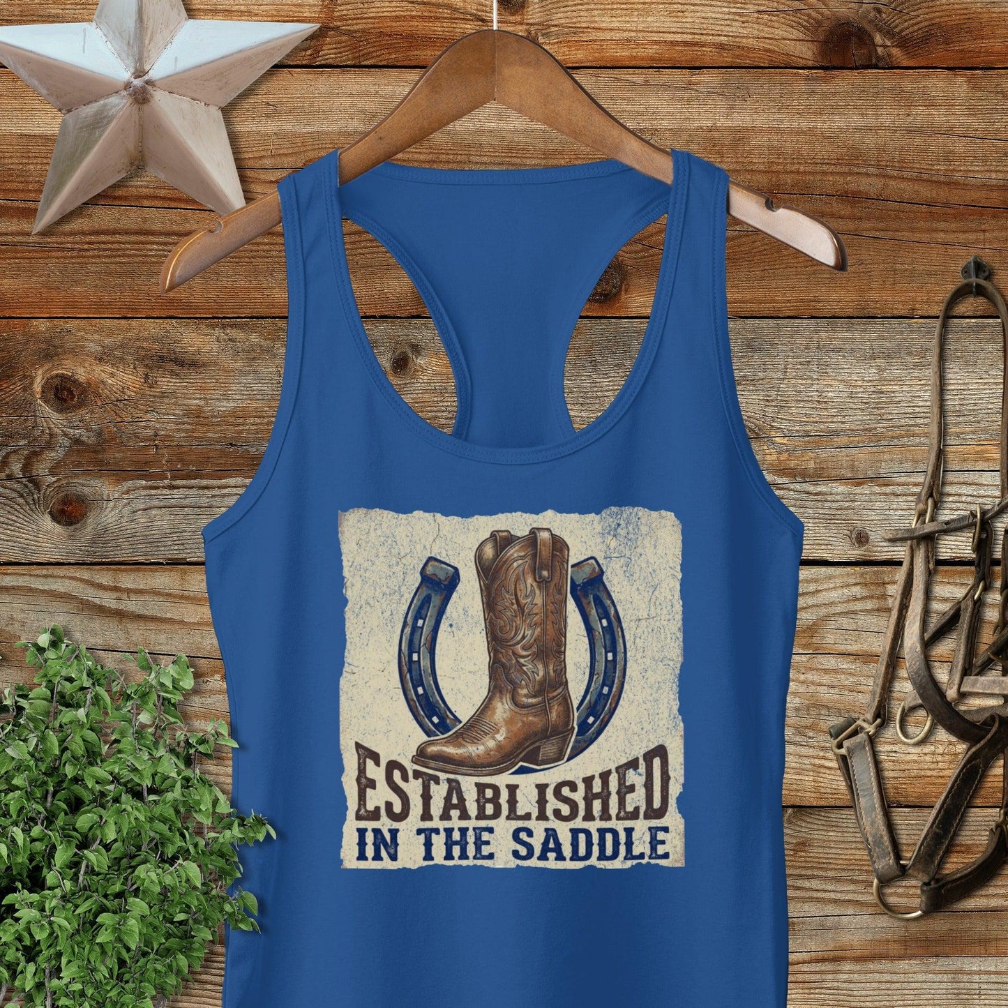 Established in the Saddle Western Racerback Tank