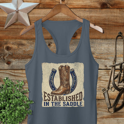 Established in the Saddle Western Racerback Tank