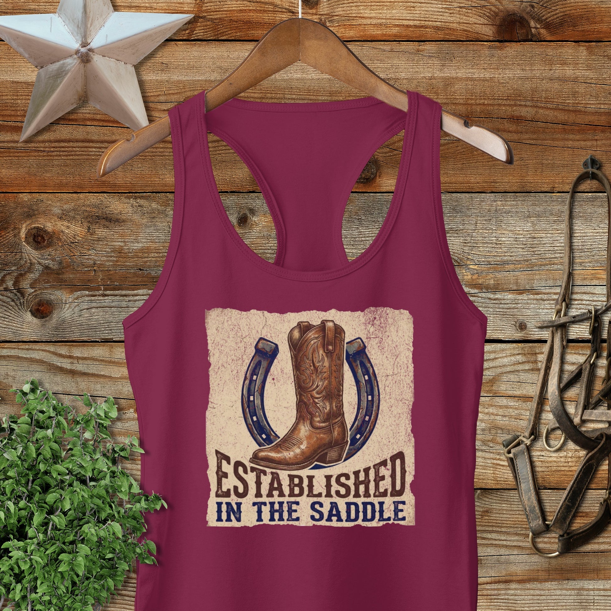 Established in the Saddle Western Racerback Tank
