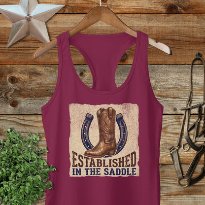 Established in the Saddle Western Racerback Tank