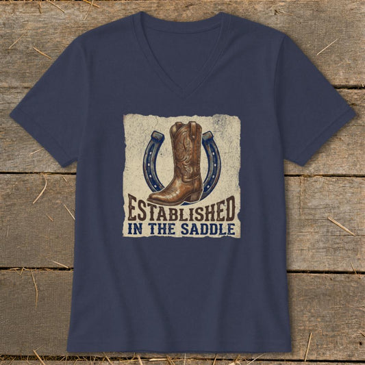 Established in the Saddle Western V-neck - Navy