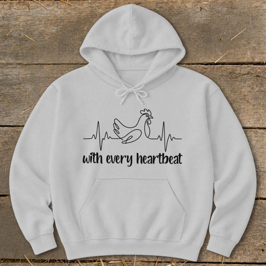 Every Heartbeat Chicken Hoodie - Sport Grey