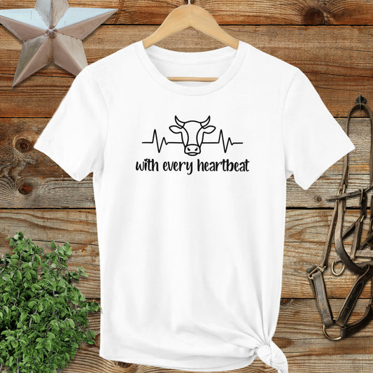 Every Heartbeat Cow Ladies Tee