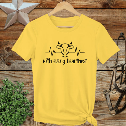 Every Heartbeat Cow Ladies Tee