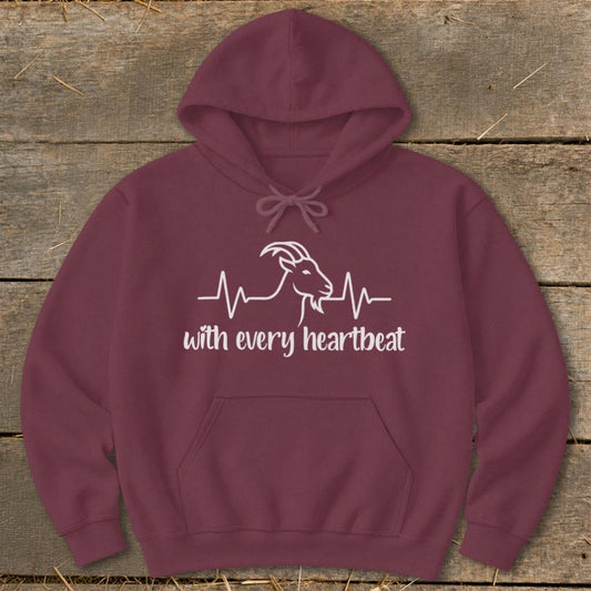 Every Heartbeat Goat Hoodie - Maroon