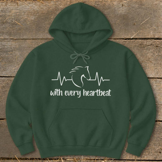 Every Heartbeat Horse Hoodie - Forest Green