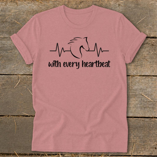 Every Heartbeat Horse Softstyle Tee - Heather Mauve