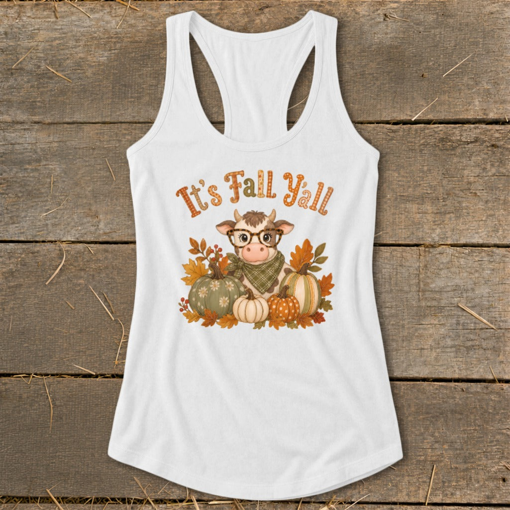 Fall Y'all Cow Racerback Tank