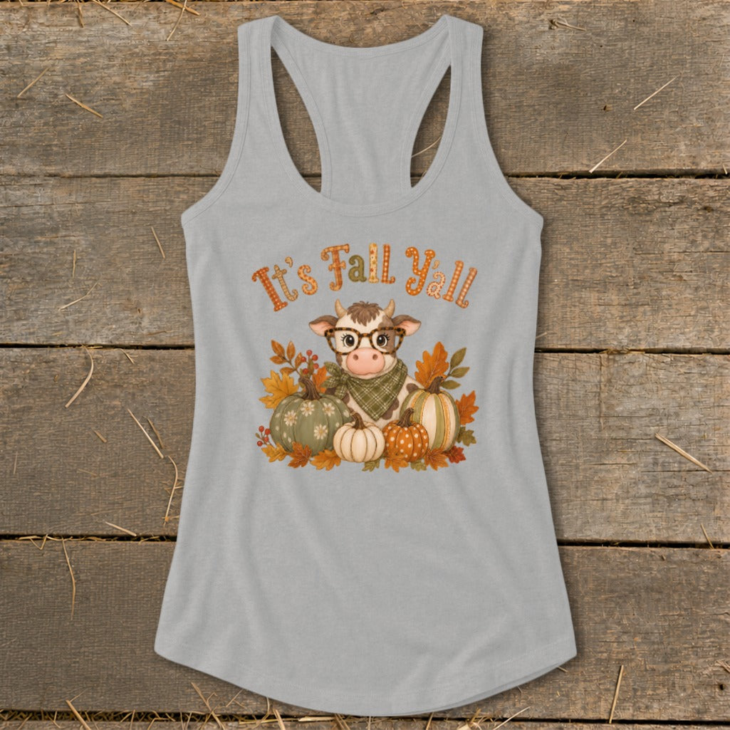 Fall Y'all Cow Racerback Tank