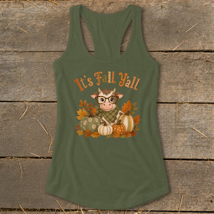 Fall Y'all Cow Racerback Tank