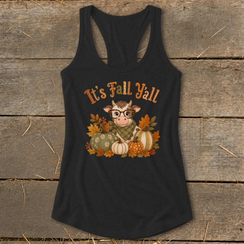 Fall Y'all Cow Racerback Tank