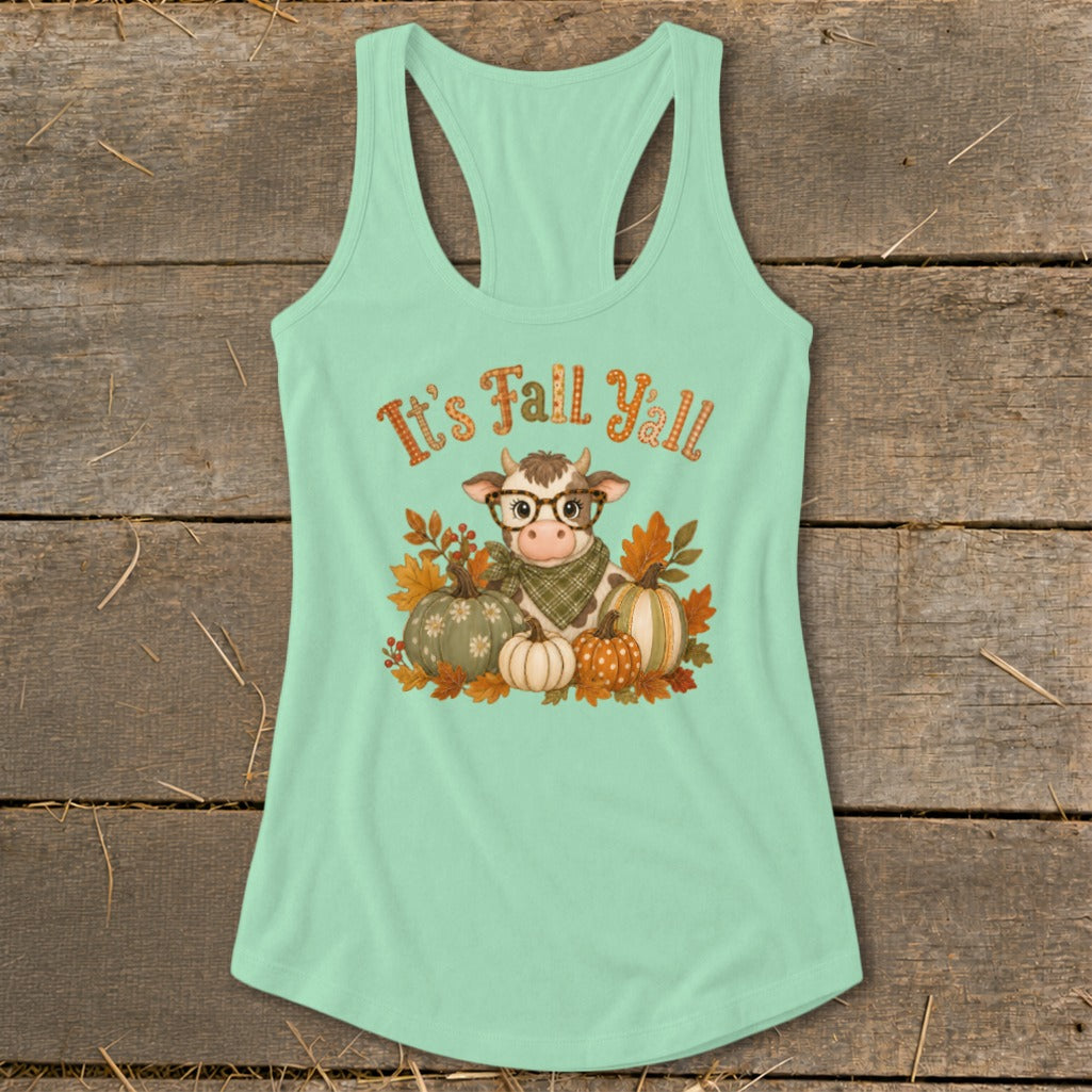 Fall Y'all Cow Racerback Tank