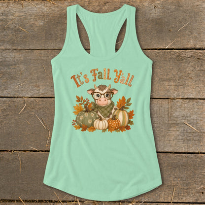 Fall Y'all Cow Racerback Tank