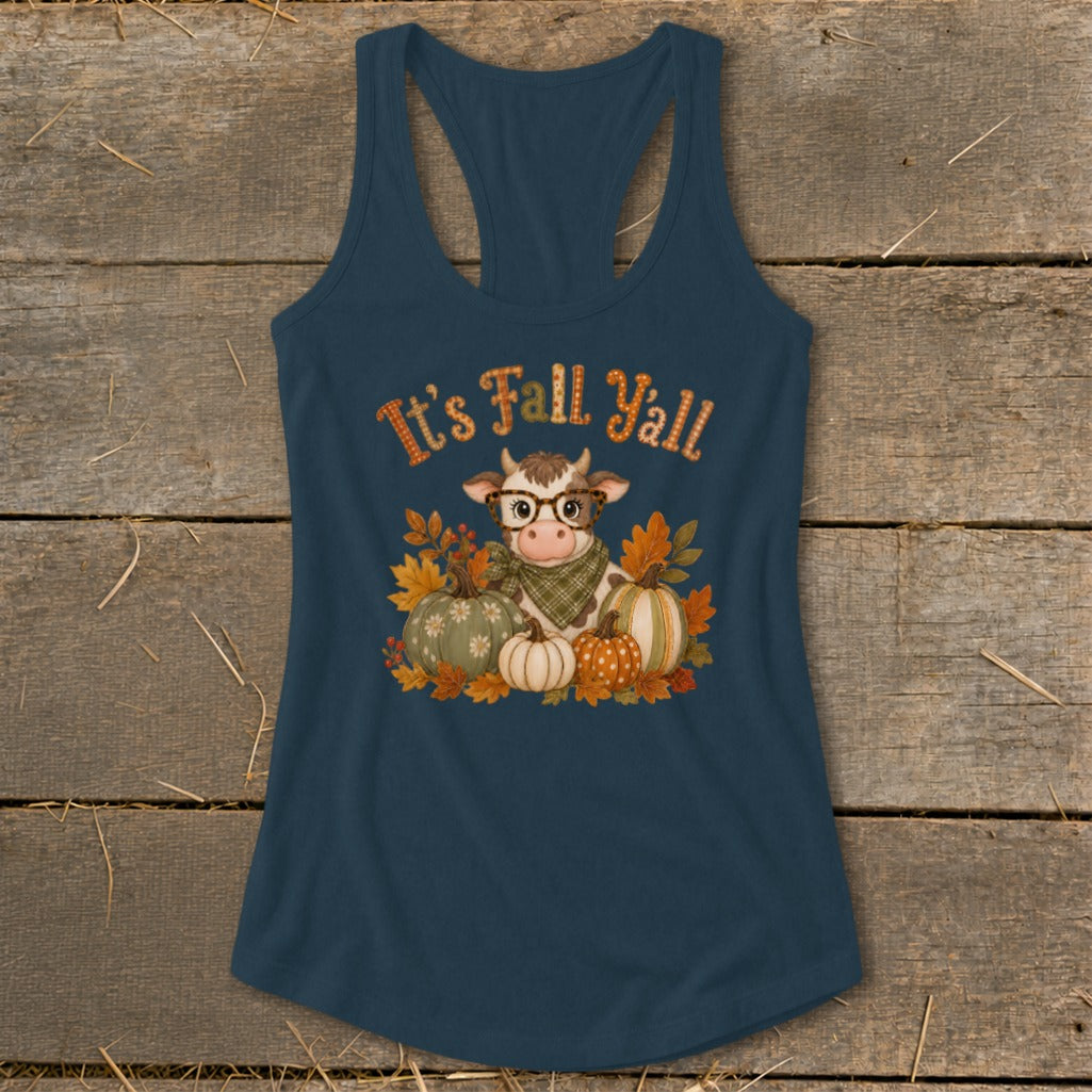Fall Y'all Cow Racerback Tank