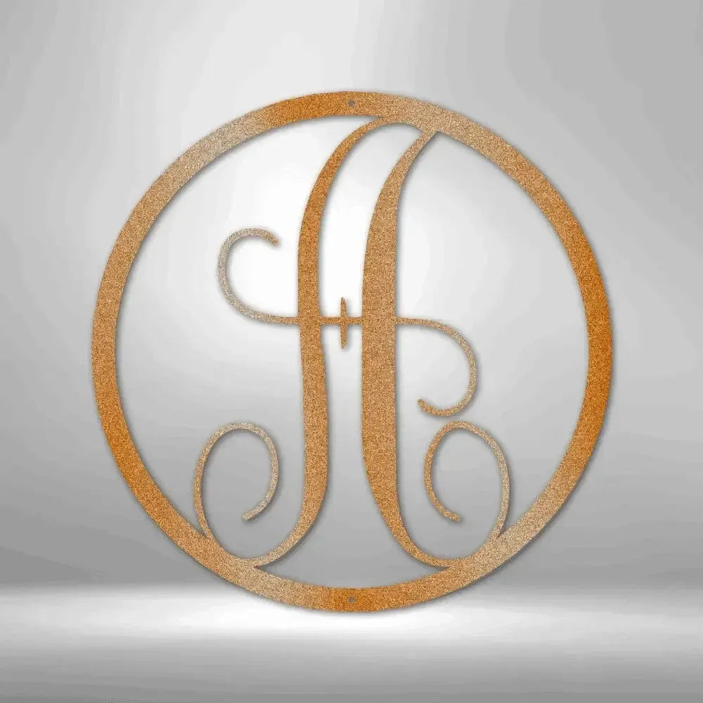 Fancy Initial Circle Metal Art Sign