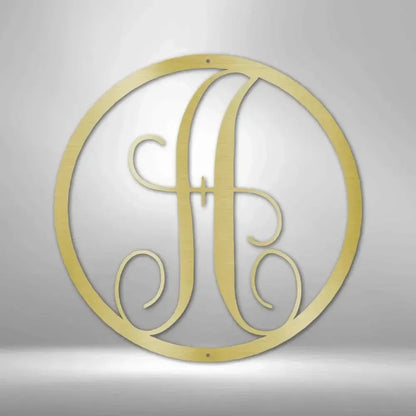 Fancy Initial Circle Metal Art Sign