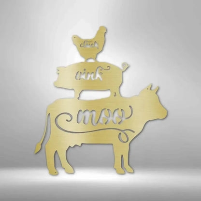 Farm Animals Metal Art Sign
