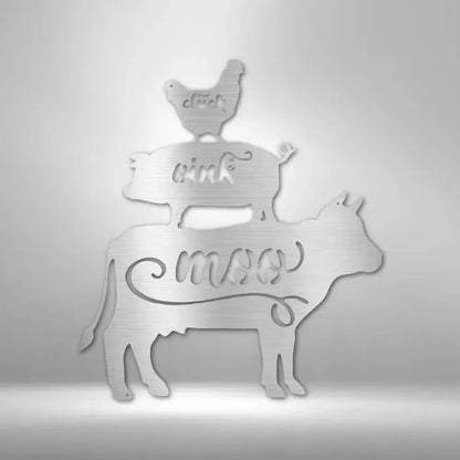 Farm Animals Metal Art Sign