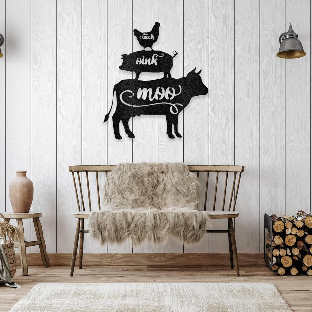 Farm Animals Metal Art Sign