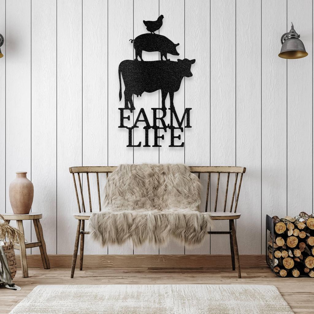 Farm Life Animals Metal Art Sign