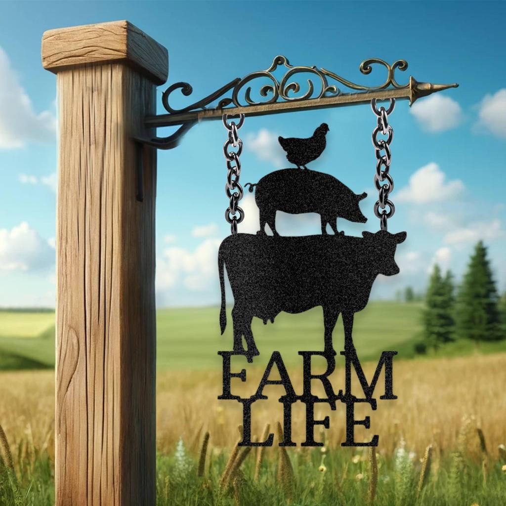 Farm Life Animals Metal Art Sign