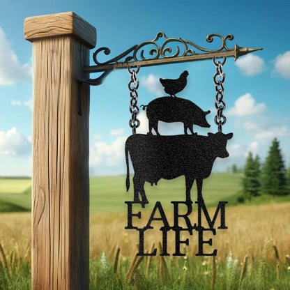 Farm Life Animals Metal Art Sign