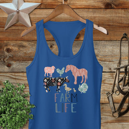 Farm Life Pattern Racerback Tank