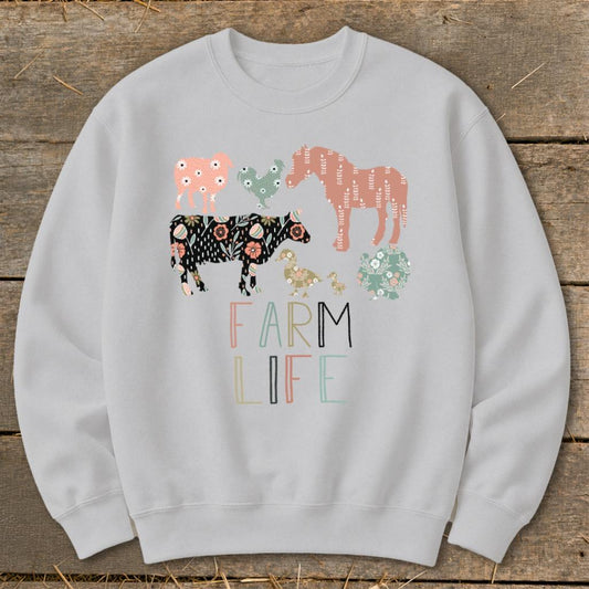 Farm Life Pattern Sweatshirt