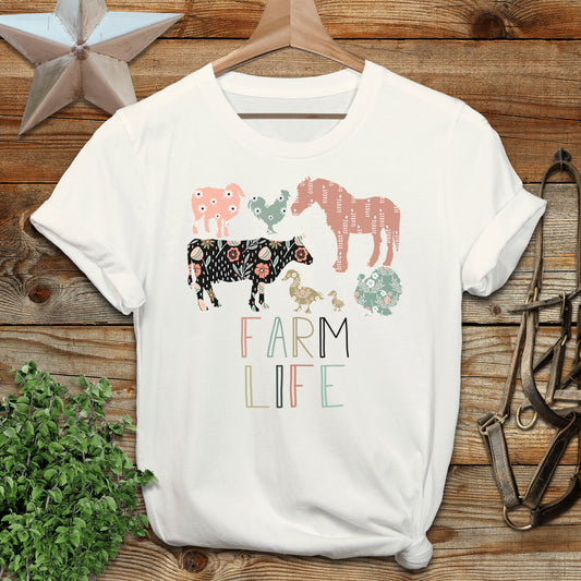 Farm Life Pattern T-Shirt